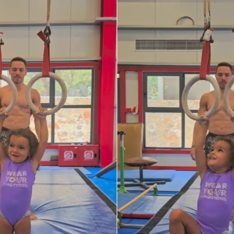 Το μήλο κάτω από τη μηλιά: Η κόρη του Λευτέρη Πετρούνια τον μιμείται στους κρίκους