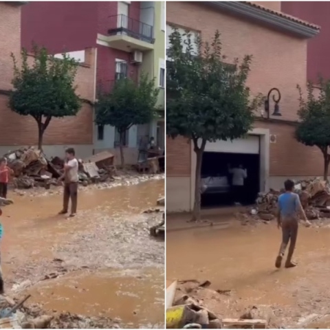 Ισπανία: Παιδιά δε χάνουν την όρεξή τους και παίζουν ποδόσφαιρο στα λασπόνερα