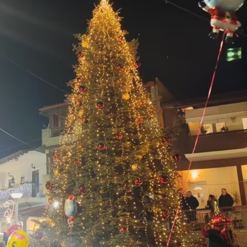 Χαλκιδική: Άναψε στον Ταξιάρχη το πρώτο χριστουγεννιάτικο δέντρο στην Ελλάδα