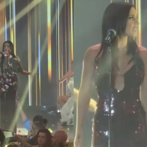 Τα...πήρε η Ιουλία Καλλιμάνη με άτομο που της πέταξε λουλούδια στο πρόσωπο τη στιγμή που τραγουδούσε