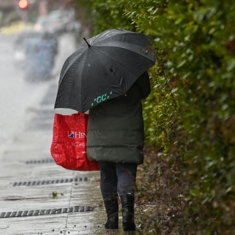 πεζος, ομπρελα, δρομος, βροχη