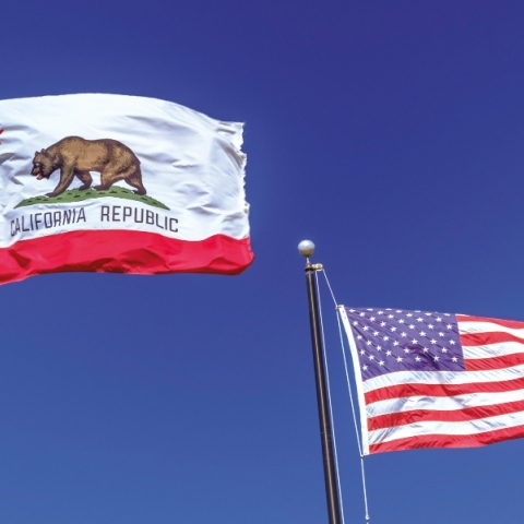Σημαια της Καλιφόρνια μαζί με σημαια των ΗΠΑ