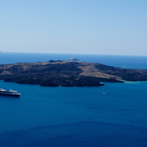 νησι, θαλασσα, πλοιο, ουρανος