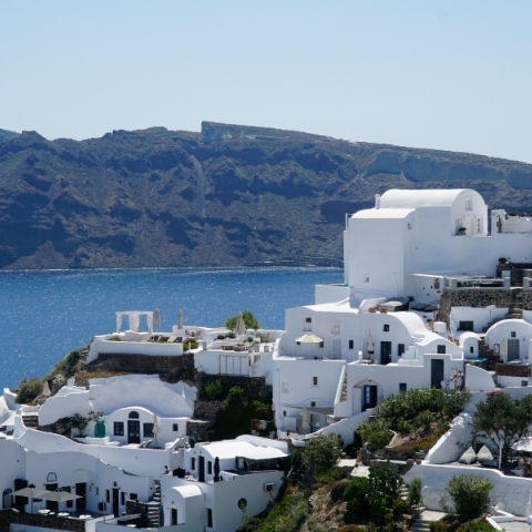 ασπρα σπιτια, νησι, θαλασσα, ουρανος