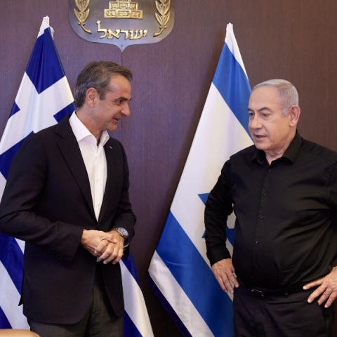 Ο Κυριάκος Μητσοτάκης με τον Μπέντζαμιν Νετανιάχου