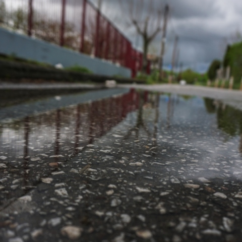 βροχη, ουρανος, πεζοδρομιο, συννεφα
