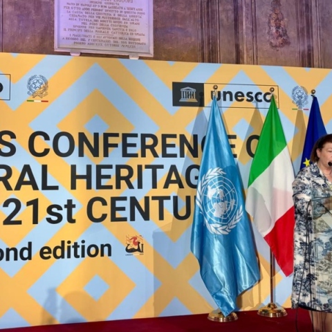 Η Υπουργός Πολιτισμού Λίνα Μενδώνη 