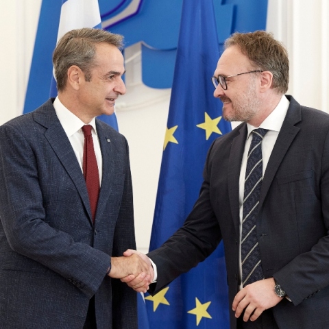 Συνάντηση Μητσοτάκη - Γιόργκενσεν στο Μέγαρο Μαξίμου 