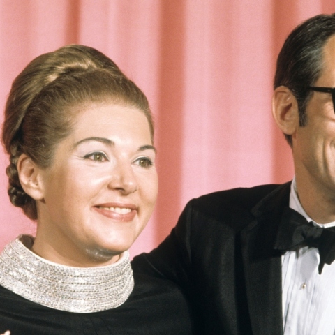 Ο Άλαν Μπέργκμαν με τη σύζυγό του Μέριλιν Μπέργκμαν στην τελετή απονομής Όσκαρ, 1969 