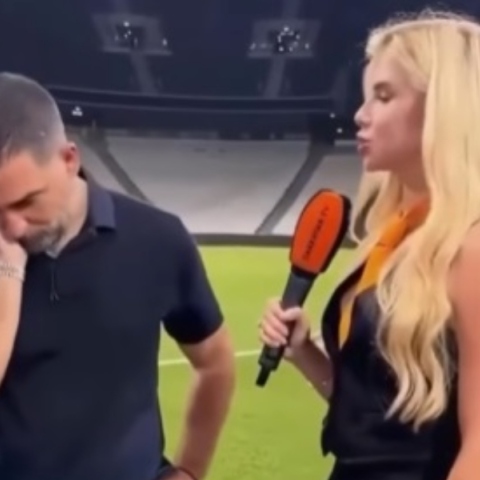 Ο προπονητής της Σαχτάρ, Αρντά Τουράν με την ουκρανή δημοσιογράφο, Ντάρια Μπόνταρ