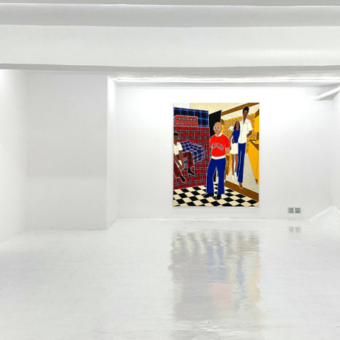 Από αριστερά στα δεξιά:"Walt Frazier" (2020), "Premature Ambitions" (2024), "Julius Erving" (2020), λαδοπαστέλ σε καμβά