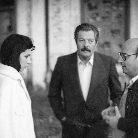 Ο Μελισσοκόμος (1986): Από αριστερά, Νάντια Μουρούζη, Μαρτσέλο Μαστρογιάνι, Θόδωρος Αγγελόπουλος