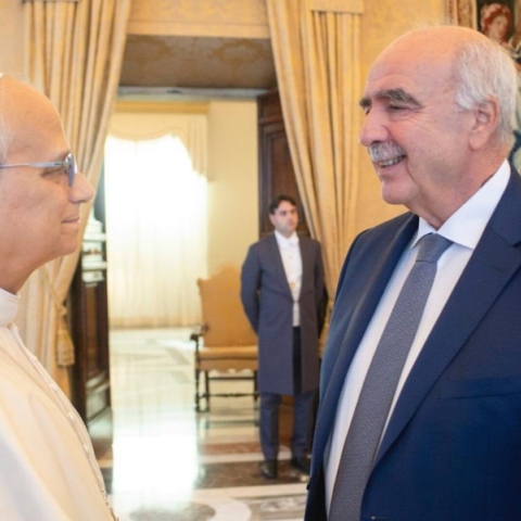 Ο Πάπας Λέων ΙΔ με τον Βαγγέλη Μεϊμαράκη στο Βατικανό