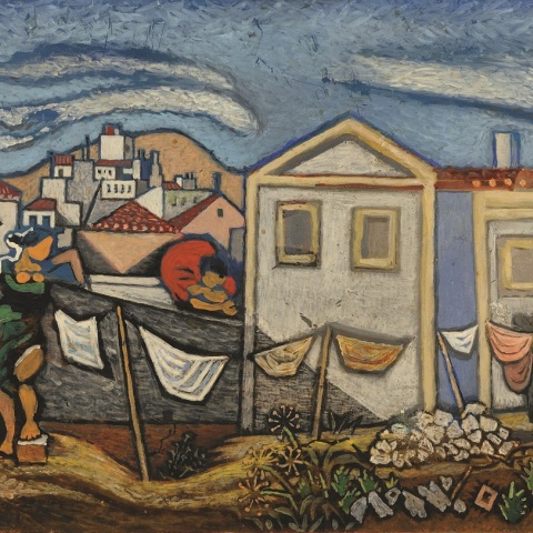 Νίκος Χατζηκυριάκος-Γκίκας,  Οι πλύστρες,  1946,  Μουσείο Μπενάκη / Πινακοθήκη Γκίκα 