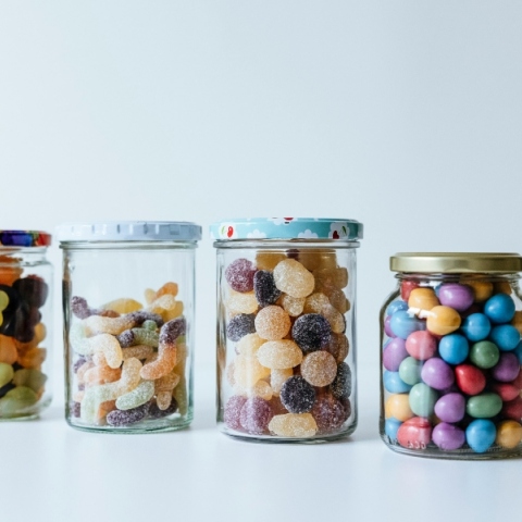 ζαχαρη, καραμελες, βαζα