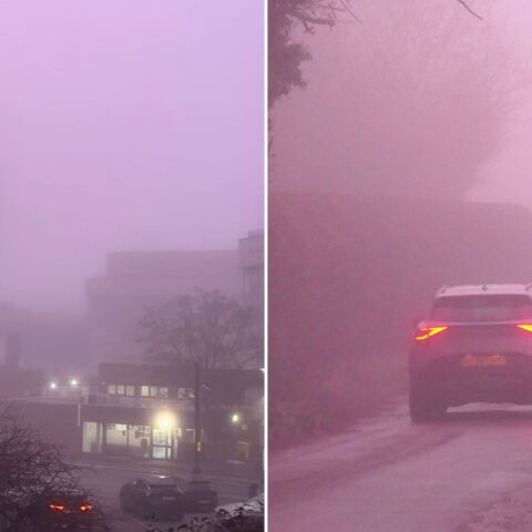 Ροζ ομίχλη σκέπασε τη Βρετανία με αιτία το φως και την υγρασία