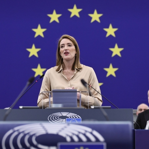 Η πρόεδρος του Ευρωπαϊκού Κοινοβουλίου Ρομπέρτα Μετσόλα 