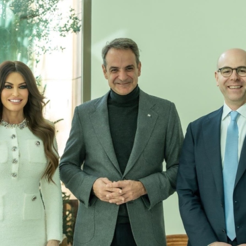 Συνάντηση Μητσοτάκη - Γκίλφοϊλ με τον διοικητή της Federal Reserve Στιβ Μιράν