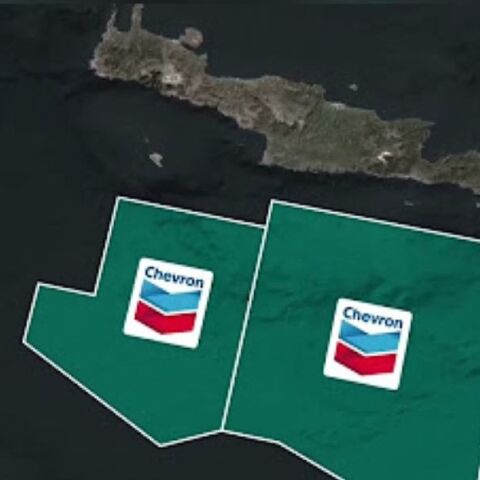 Χάρτης με τα οικόπεδα της Chevron νότια της Κρήτης