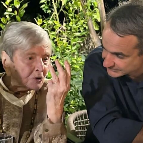 Η Ελένη Γλύκατζη Αρβελέρ μαζί με τον Κυριάκο Μητσοτάκη