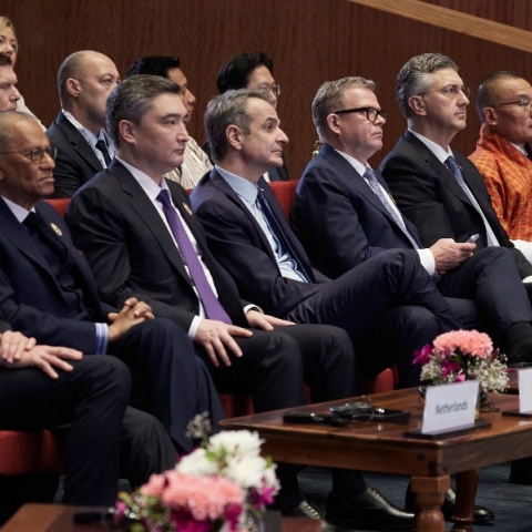 O πρωθυπουργός Κυριάκος Μητσοτάκης στο συνέδριο «AI Impact Summit» στο Νέο Δελχί της Ινδίας