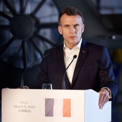 O Εμανουέλ Μακρόν στην Κύπρο, κατά την πρόσφατη τριμερή συνάντηση