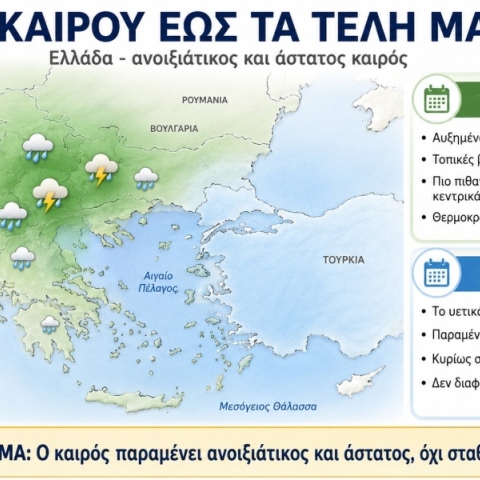Θ. Κολυδάς: Νέα επιδείνωση καιρού μέχρι τις 25 Μαΐου- Πού αναμένονται καταιγίδες