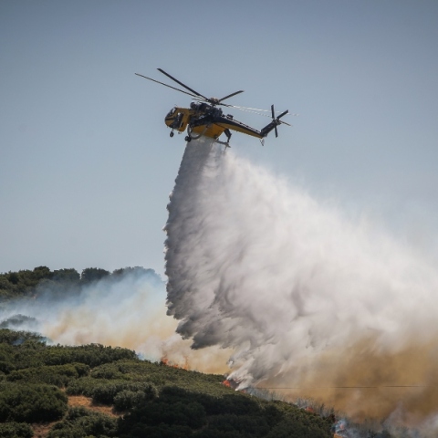 Φωτιά στη Γαλάτιστα Χαλκιδικής, επιχειρούν 5 εναέρια μέσα