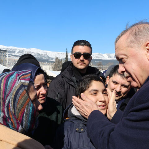 Turkish President Recep Tayyip Erdogan arrives in quake-hit Kahramanmaras