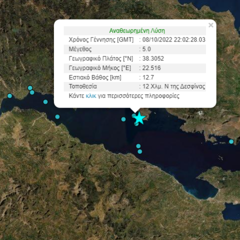 Η αναθεωρημένη λύση του Γεωδυναμικού Ινστιτούτου για τον σεισμό στον Κορινθιακό
