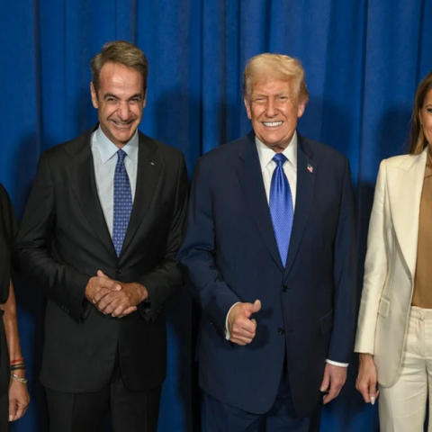 Κυριάκος Μητσοτάκης και Μαρέβα Γκραμπόφσκι στη δεξίωση που παρέθεσε ο Ντόναλντ Τραμπ στη Νέα Υόρκη