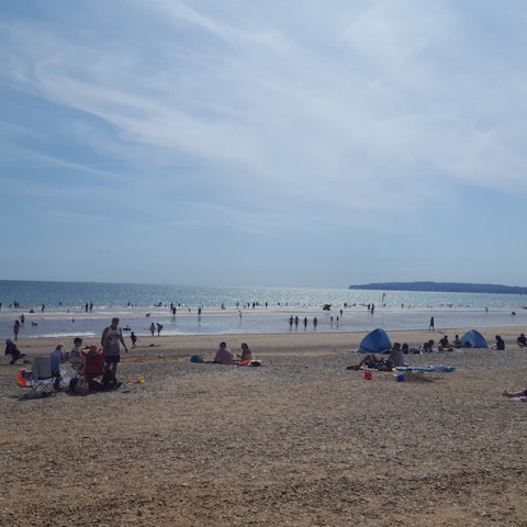 Η παραλία Camber Sands στο Ανατολικό Sussex. 