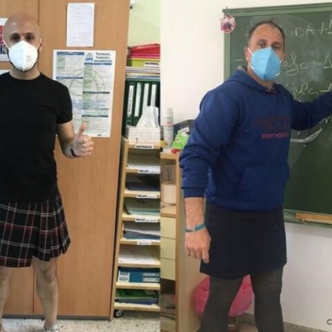 Οι δύο Ισπανοί δάσκαλοι που φόρεσαν φούστα για να στηρίξουν μαθητή τους©YouTube