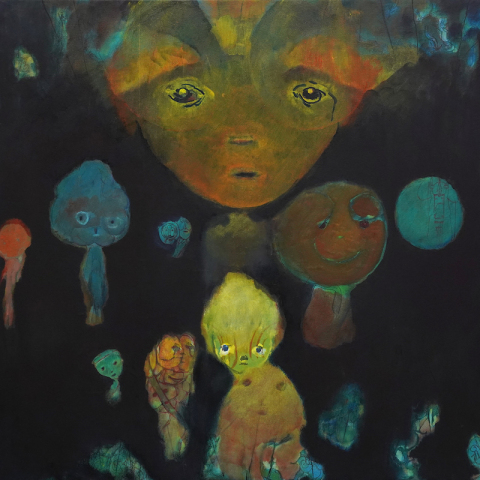 Πίνακας ζωγραφικής. Αλέξανδρος Γεωργίου, Πνεύματα της ατελείωτης νύχτας. Στην Αίθουσα Τέχνης Ρεβέκκα Καμχή