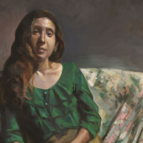 Κώστας Αγγελάκης «Η Ειρήνη ποζάρει» (λάδι σε καμβά, 2021)