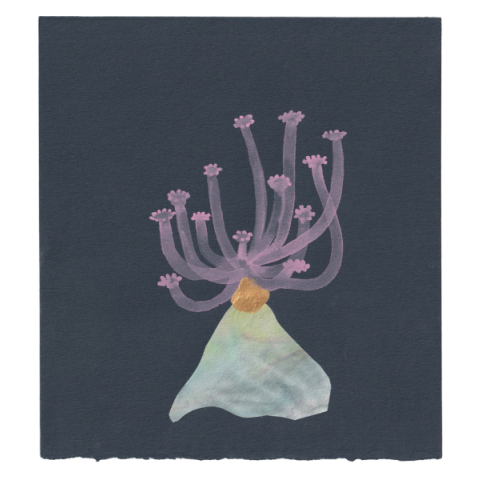 Chioma Ebinama, Mermaid's Lamp, 2023, guache and collage on paper