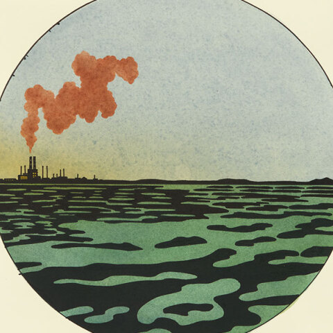 Ken Price, The Island (Pluto Study), 1993, Μελάνι και τέμπερα σε χαρτί ©Estate of Ken Price, Courtesy Matthew Marks Gallery and Melas Martinos 