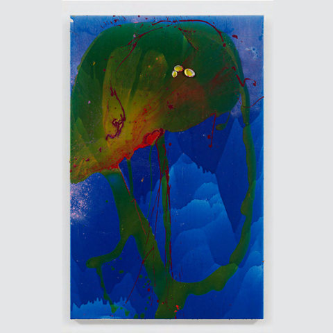 Helen Marden, Hydra Viper, 2019. Resin, powdered paint, twigs, and shells on linen, 50 × 32 inches (127 × 81.3 cm) © 2023 Helen Marden/Artists Rights Society (ARS), New York. Photo: Rob McKeever