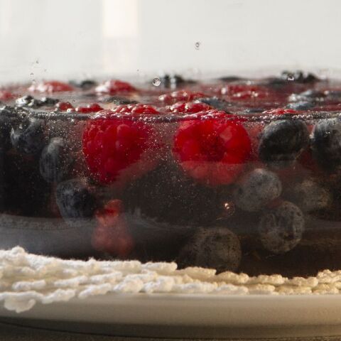 Ζελέ με λευκό κρασί, βανίλια και φρούτα του δάσους