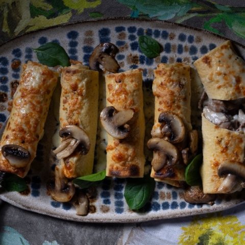 Κρέπα γκραντινέ με μανιτάρια 