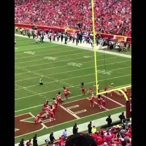 Cameraman runs over cheerleader! Camera man runs over dancers at football game!