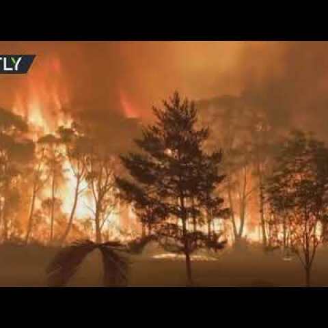 70 meter high bush fires rage in Australia