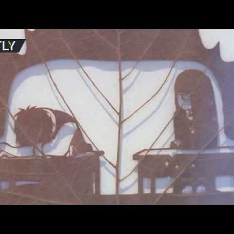 Chinese artist carves delicate artworks on fallen leaves