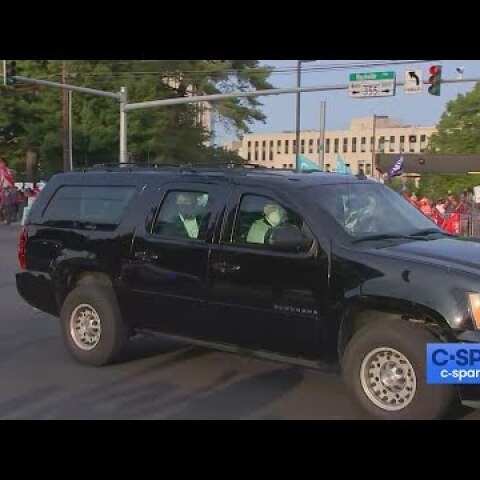President Trump drives by supporters outside Walter Reed Medical Center.