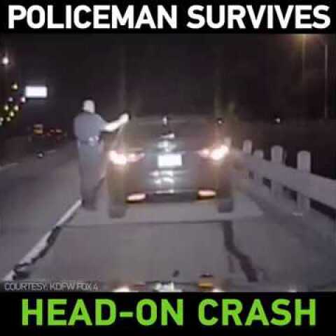 DASHCAM: Moment suspected drunk driver slams into police officer in US (GRAPHIC)