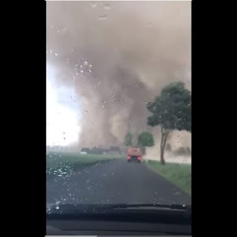 Tornado Passes On Top of Motorists in Schwalmtal, Germany