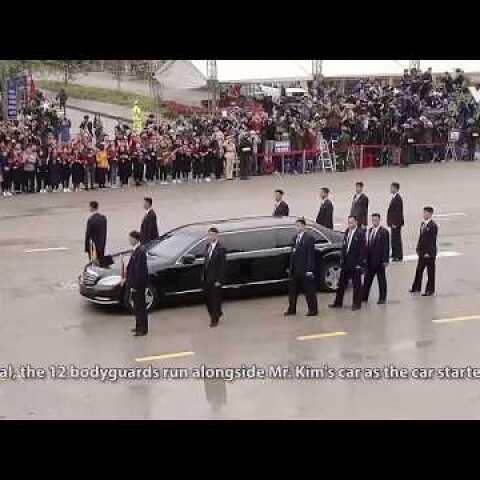 Bodyguards run alongside North Korean Leader Kim Jong Un’s Limo | Kim - Trump Summit 2019