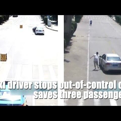 Taxi driver stops out-of-control car, saves three passengers