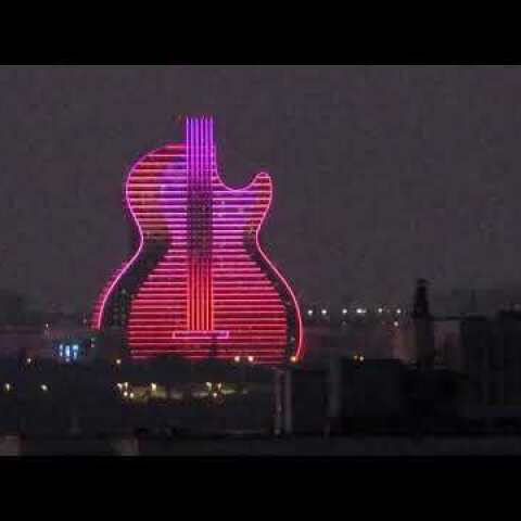 Seminole Hard Rock Hotel Hollywood Florida Guitar Tower on Opening Night