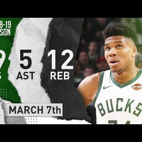 Giannis Antetokounmpo Full Highlights Bucks vs Pacers 2019.03.07 - 29 Pts, 12 Reb, 5 Ast!